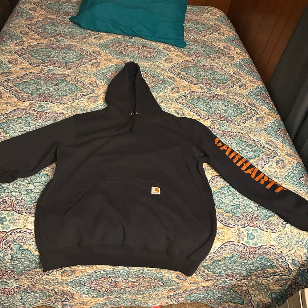 Carhartt Black and Orange Men's Hoodie